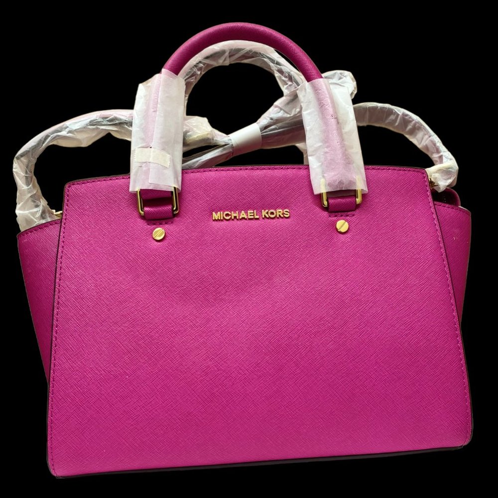 NWT Michael Kors Selma Medium Top-Zip Satchel Handbag